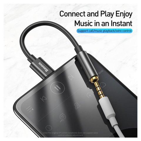 Адаптер Baseus L54, підтримує функції мікрофона, з USB тип-C на 3,5 мм, USB тип-C, TRS 3.5 мм, чорний, #CATL54-01 Прев'ю 1