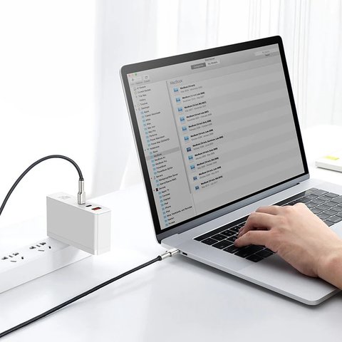 USB кабель Baseus Cafule Series Metal, 2xUSB тип-C, 200 см, 100 Вт, черный, в нейлоновой оплетке, #CATJK-D01 Превью 2