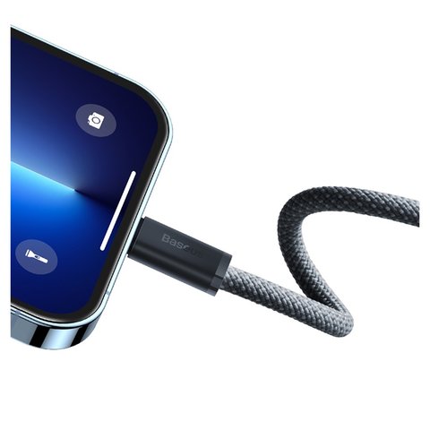 USB Cable Baseus Dynamic Series, (USB type C, Lightning, 100 cm, 20 W, gray, nylon braided) #CALD000016 Preview 2