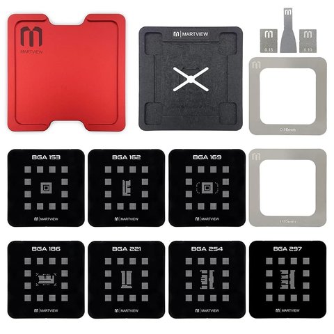 RB-01 juego para reballing de chips EMMC / EMCP / UFS BGA153 / 162 / 169 / 186 / 221 / 254 / 297 con placa fija y soporte magnético Vista previa  1