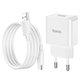 Adaptador de red Hoco C106A, blanco, con cable USB Tipo-C, 1 puerto, #6931474783912 Vista previa  1