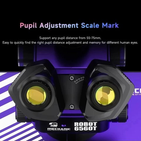 Microscopio Mechanic ROBOT6560T-B11, trinocular, 6,5X-60X Vista previa  5