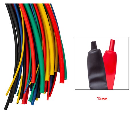 Термозбіжна трубка, 1 м, 15 мм, чорна Прев'ю 1