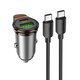 Автомобильное зарядное устройство Hoco NZ16A, черное, Power Delivery (PD), c кабелем USB тип-C к USB тип-C, 43 Вт, 2 порта, 12-24 B, #6942007644761 Превью 3
