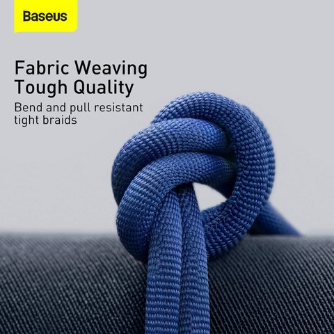 USB кабель Baseus Crystal Shine Series, USB тип-C, USB тип-A, 120 см, 100 Вт, синий, в нейлоновой оплетке, #CAJY000403 Превью 2